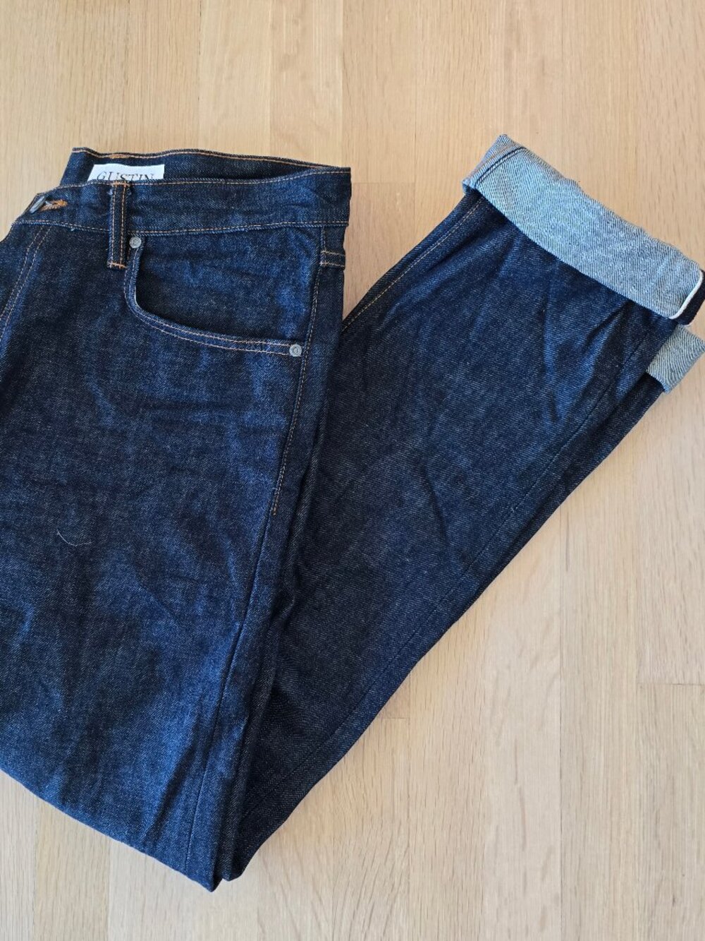 Gustin Jeans Men’s 38x36 Dark Blue Raw Denim Selvedge California Button Fly